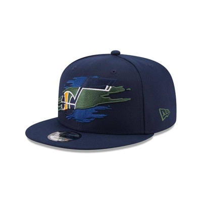 Blue Utah Jazz Hat - New Era NBA Logo Tear 9FIFTY Snapback Caps USA0152648